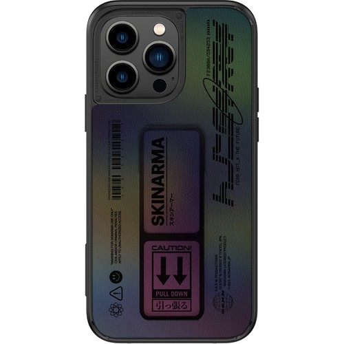 Apple iPhone 14 Pro Uyumlu Kılıf SkinArma Holografik Tasarımlı Standlı Deri Görünümlü Kira Kobai Kapak