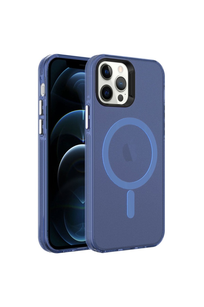 Apple iPhone 12 Pro Max Uyumlu Kılıf Zore M-safe Şarj Özellikli Buzlu Transparan C-Pro Sert Kapak