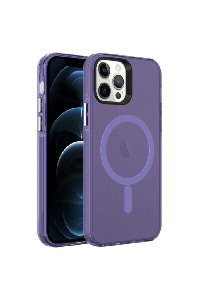 Apple iPhone 12 Pro Uyumlu Kılıf Zore M-safe Şarj Özellikli Buzlu Transparan C-Pro Sert Kapak