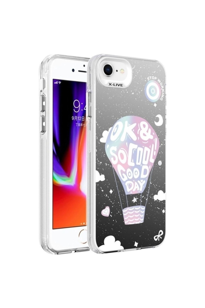 Apple iPhone SE 2020 Uyumlu Kılıf Desenli Zore Silver Sert Kapak