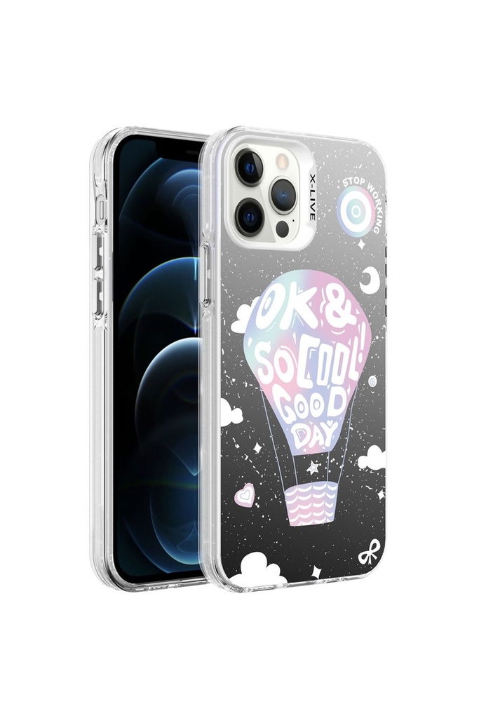 Apple iPhone 12 Pro Max Uyumlu Kılıf Desenli Zore Silver Sert Kapak