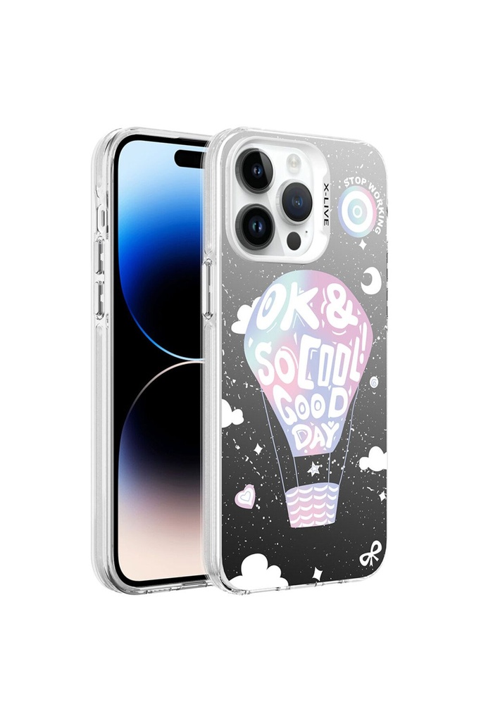 Apple iPhone 14 Uyumlu Kılıf Desenli Zore Silver Sert Kapak