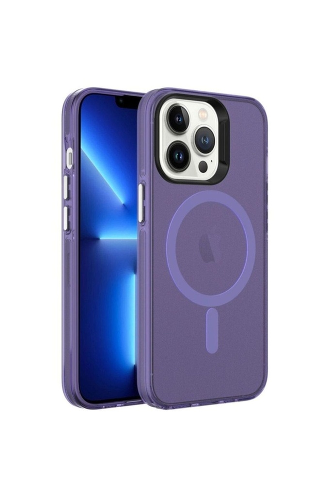 Apple iPhone 13 Pro Uyumlu Kılıf Zore M-safe Şarj Özellikli Buzlu Transparan C-Pro Sert Kapak