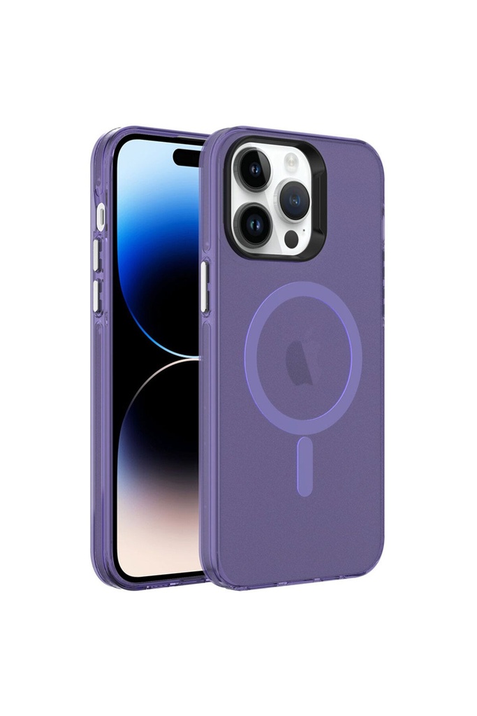 Apple iPhone 14 Pro Uyumlu Kılıf Zore M-safe Şarj Özellikli Buzlu Transparan C-Pro Sert Kapak