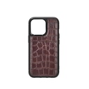 Apple iPhone 13 Mini Uyumlu Kılıf Wiwu Croco Pattern Calfskin Orjinal Deri Kapak