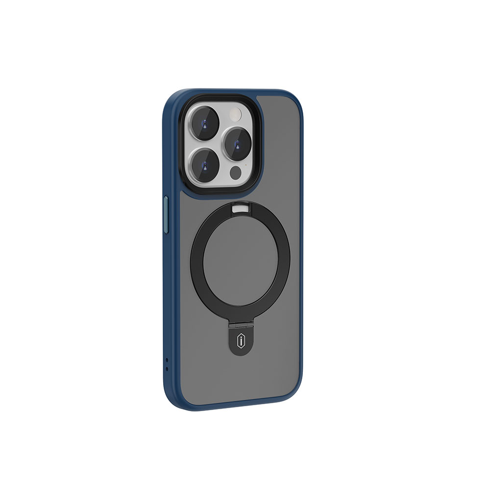 Apple iPhone 15 Pro Uyumlu Kılıf Wiwu ZMM-010 M-safe Şarj Özellikli Mat Arka Yüzey Standlı Kapak