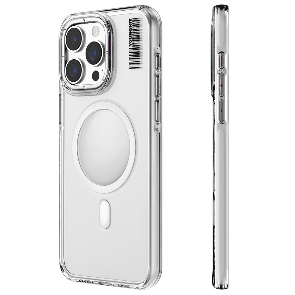 Apple iPhone 14 Pro Uyumlu Kılıf M-safe Şarj Özellikli Şeffaf Youngkit Crystal Shield Serisi Kapak