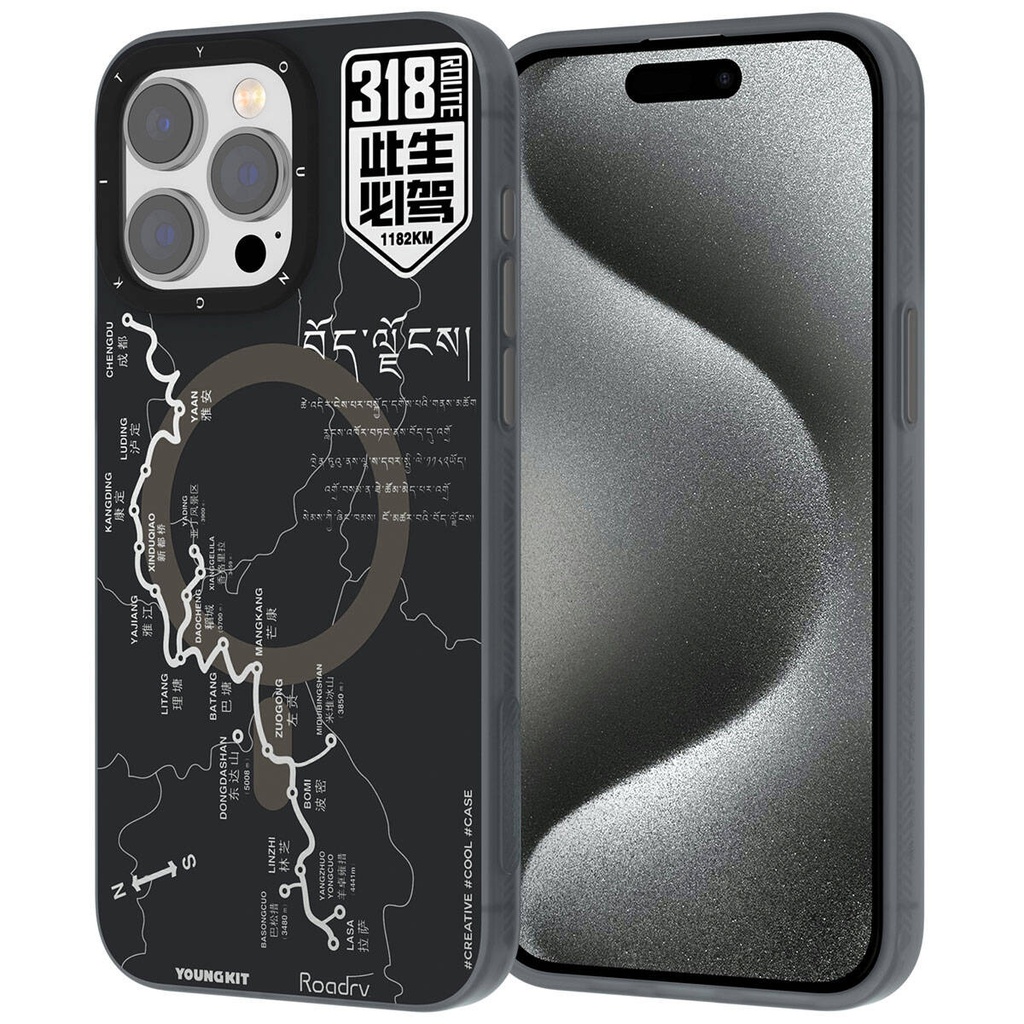 Apple iPhone 15 Pro Uyumlu Kılıf M-safe Şarj Özellikli Youngkit 318 Road Serisi Kapak