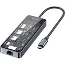 Recci RH17 Type-C to Type-C PD100W + USB3.0 + HDMI + Type-C + RJ45 Bağlantılı 6in1 Hub