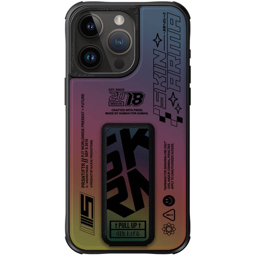 Apple iPhone 15 Pro Uyumlu Kılıf SkinArma Holografik Tasarımlı Standlı Deri Görünümlü Kira Kobai Kapak