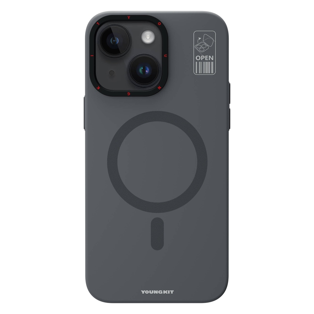 Apple iPhone 15 Uyumlu Kılıf M-safe Şarj Özellikli Standlı YoungKit Hermit Bracket Serisi Kapak