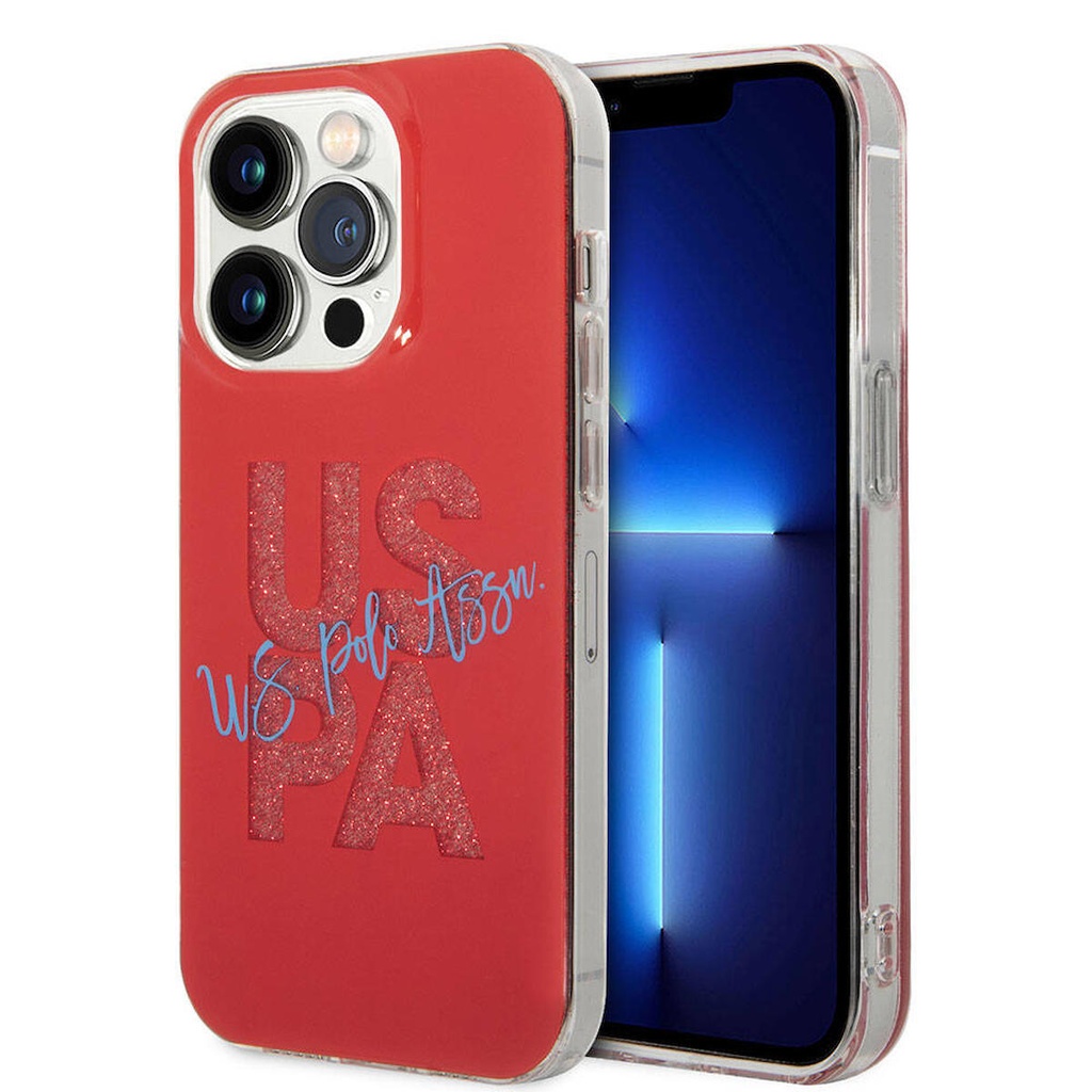 Apple iPhone 15 Pro Max Uyumlu Kılıf U.S. Polo Assn. Orjinal Lisanslı Simli Parlak Alfabe Tasarım Kapak