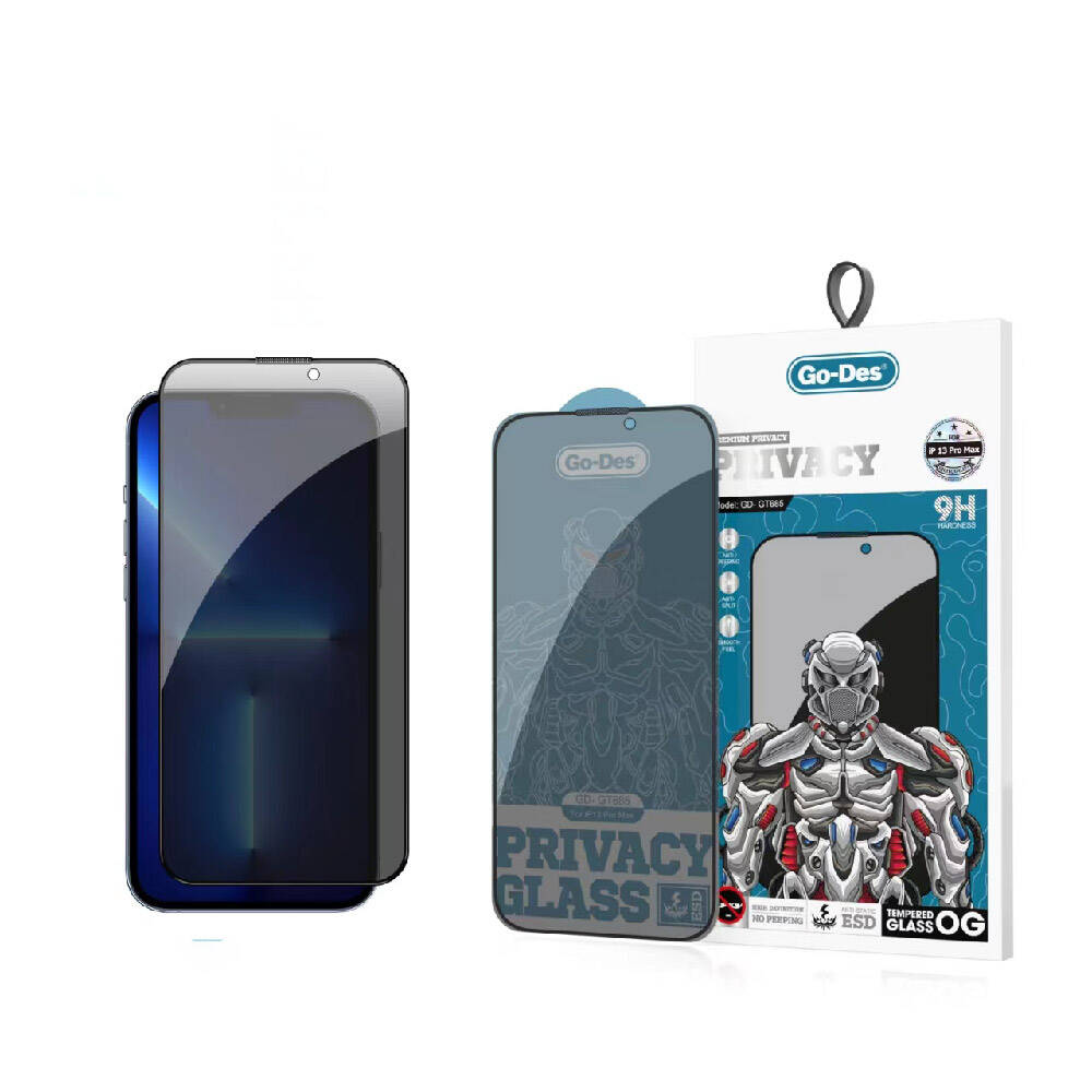 Apple iPhone 13 Pro Max Uyumlu Go Des 9D Full Cover Privacy Temperli Cam Ekran Koruyucu