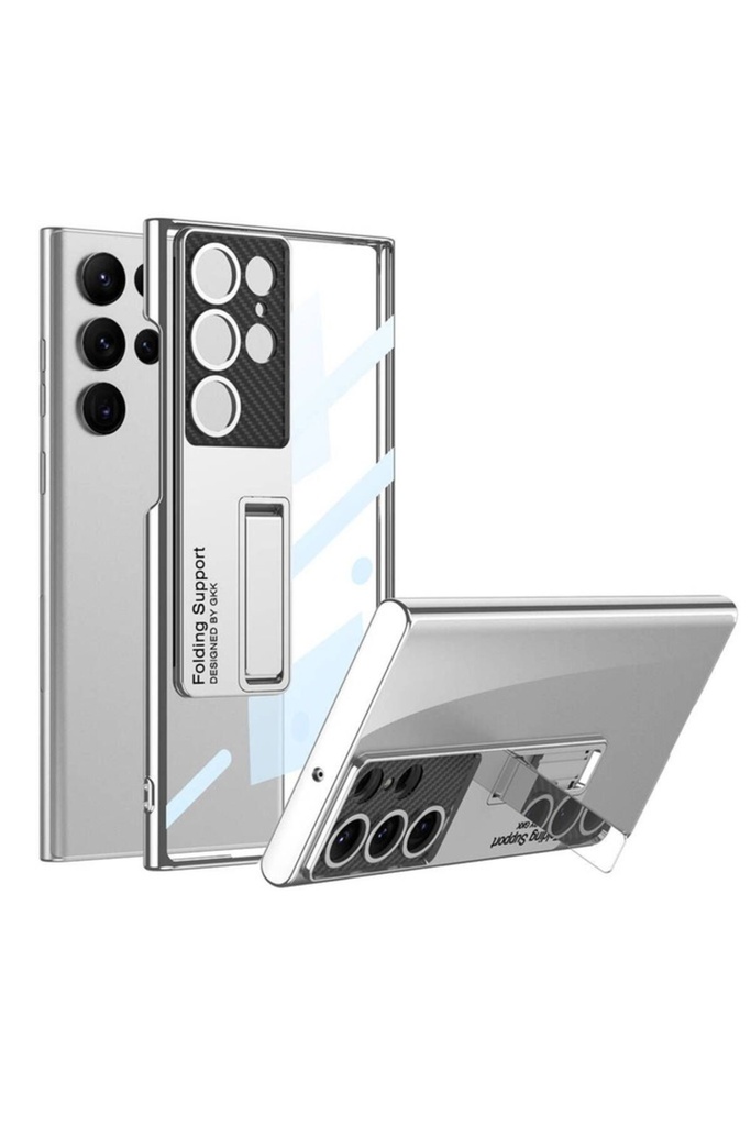 Samsung Galaxy S24 Ultra Uyumlu Kılıf Kamera Korumalı Şeffaf Tasarımlı Zore Lego Standlı Kapak