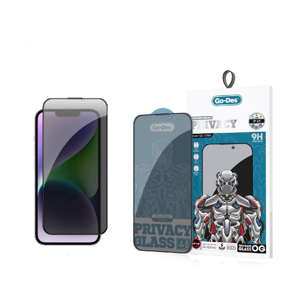 Apple iPhone 14 Uyumlu Go Des 9D Full Cover Privacy Temperli Cam Ekran Koruyucu