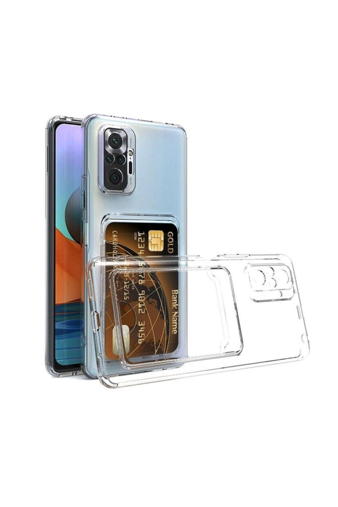Xiaomi Redmi Note 10 Pro Uyumlu Kılıf Kartlıklı Şeffaf Zore Setra Clear Silikon Kapak