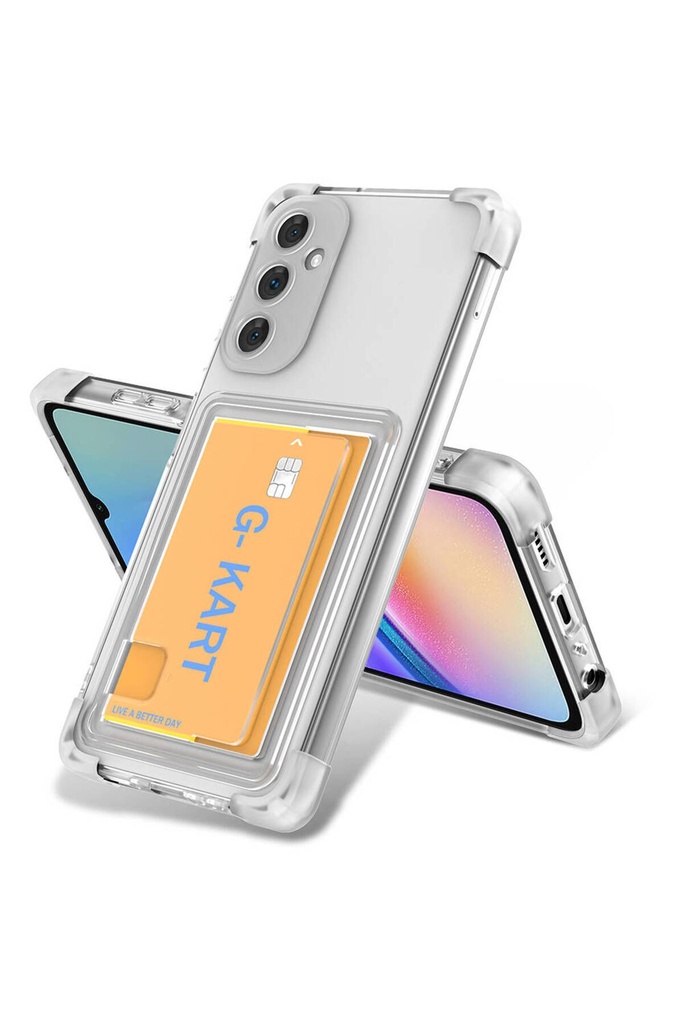 Samsung Galaxy A25 Uyumlu Kılıf Airbag Tasarımlı Şeffaf Kartlıklı Zore G-Kart Kapak
