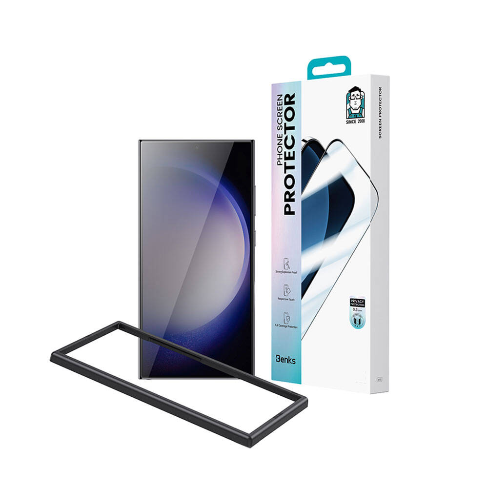 Samsung Galaxy S24 Ultra Uyumlu Benks Ultra Shield 0.3mm Privacy Ekran Koruyucu + Kolay Uygulama Aparatlı