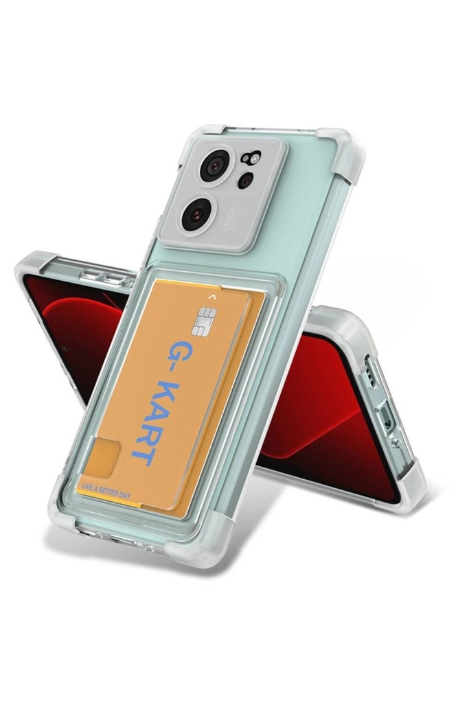Xiaomi Mi 13T Uyumlu Kılıf Airbag Tasarımlı Şeffaf Kartlıklı Zore G-Kart Kapak