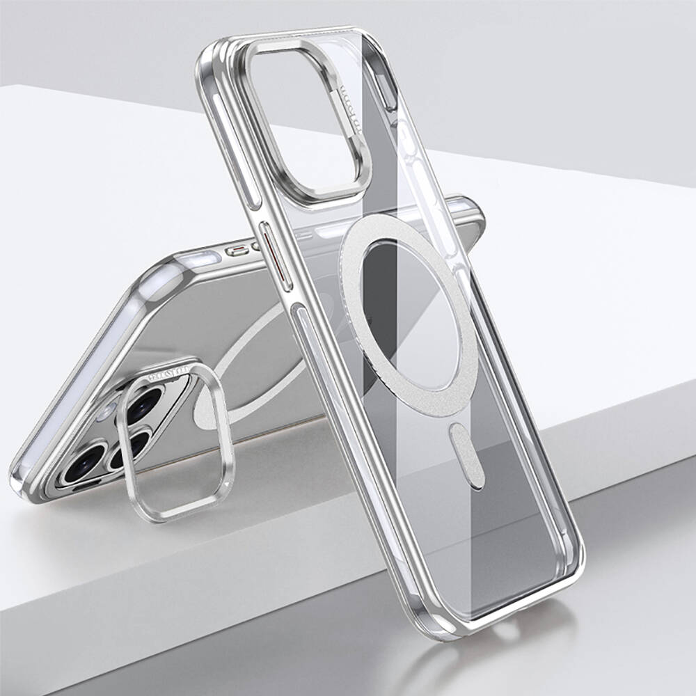 Apple iPhone 15 Pro Uyumlu Kılıf M-safe Şarj Özellikli Wlons Standlı Efsane Kapak