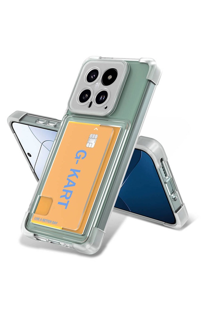 Xiaomi Mi 14 Uyumlu Kılıf Airbag Tasarımlı Şeffaf Kartlıklı Zore G-Kart Kapak