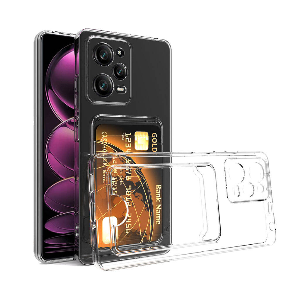 Xiaomi Redmi Note 12 Pro 5G Uyumlu Kılıf Kartlıklı Şeffaf Zore Setra Clear Silikon Kapak
