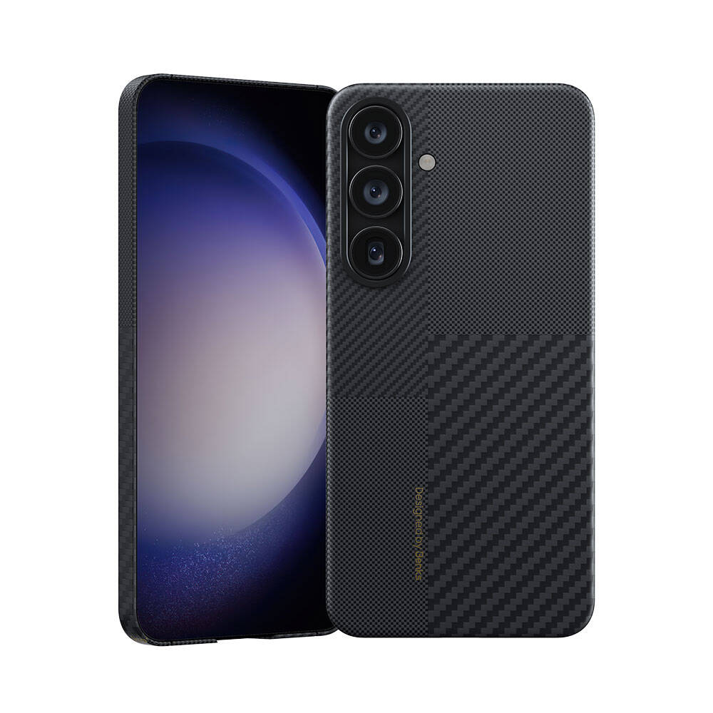 Samsung Galaxy S24 Uyumlu M-safe Şarj Özellikli Karbon Fiber Benks Montage ArmorAir Kevlar Kapak