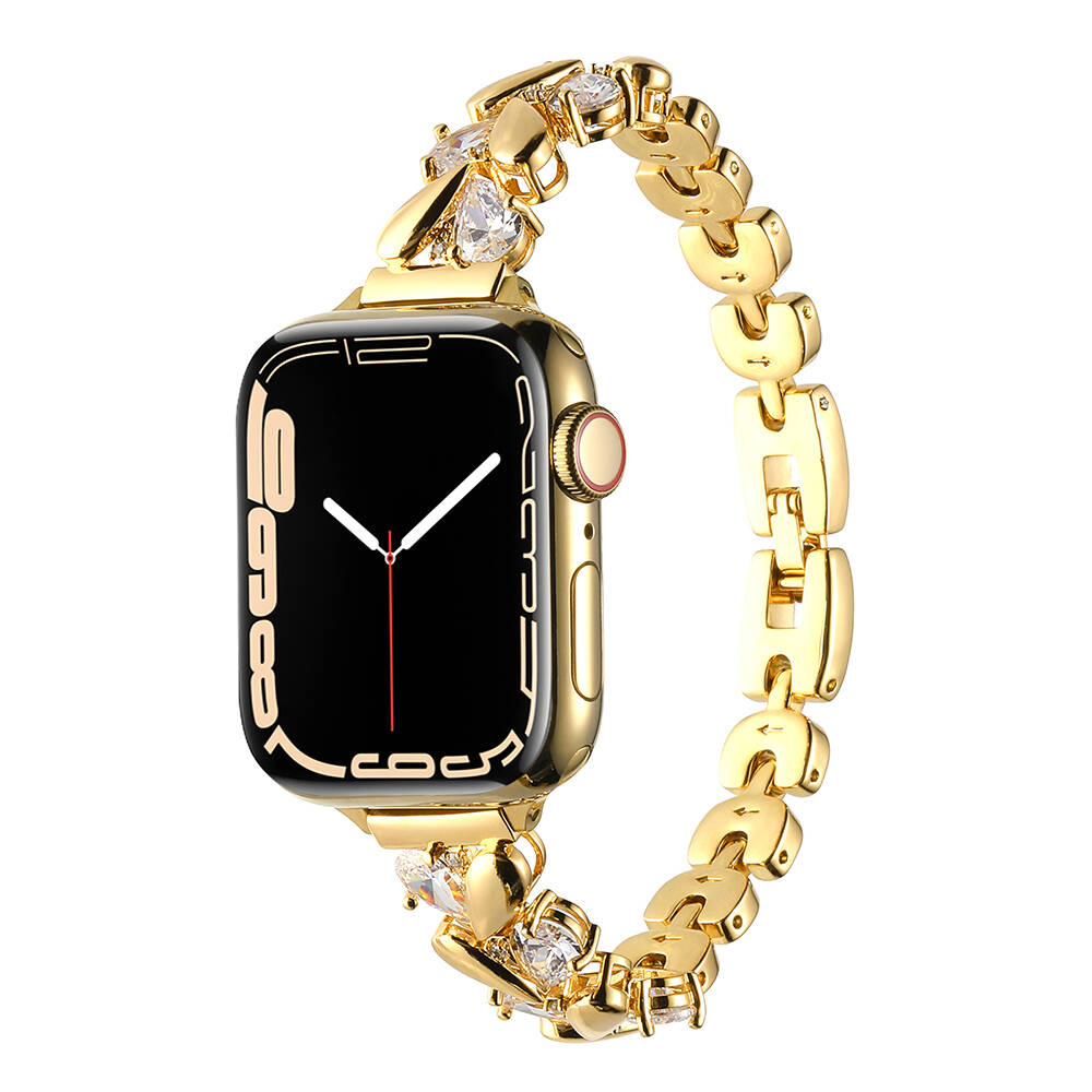 Apple Watch 38mm Uyumlu Kordon Metal Taşlı Luxury Paslanmaz Zore KRD-103 Kayış