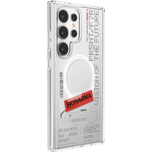 Samsung Galaxy S24 Ultra Uyumlu Kılıf SkinArma M-safe Şarj Özellikli Yazı Desenli Airbag Tasarımlı Orion Kapak