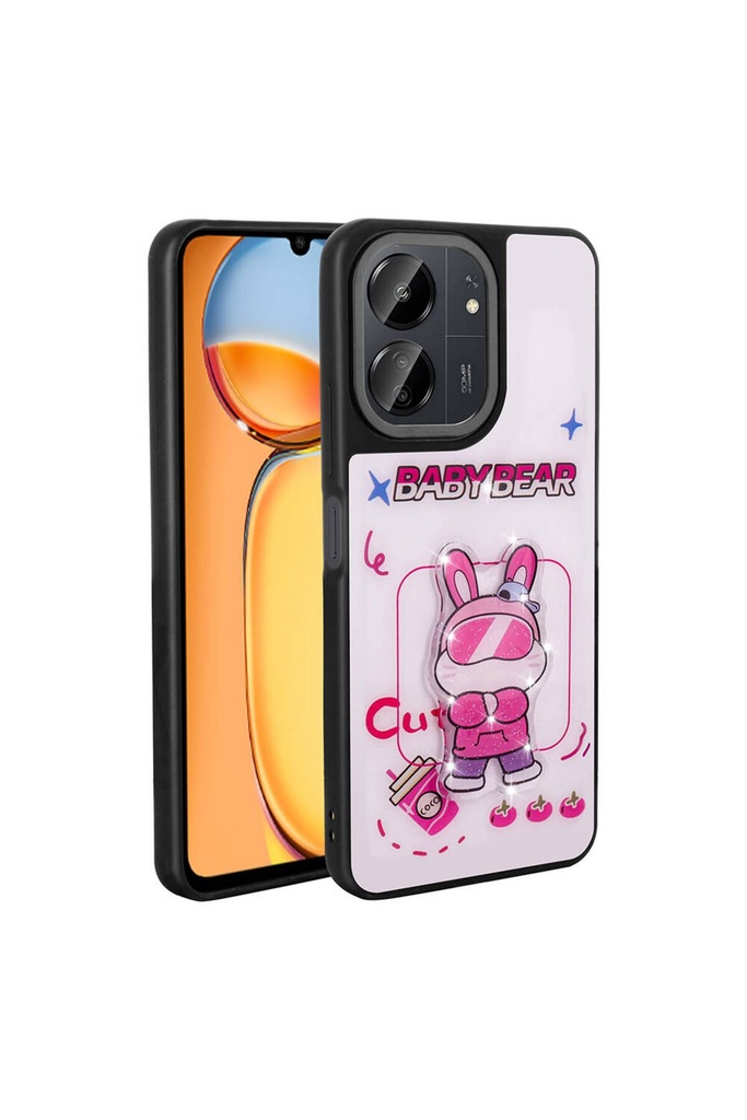 Xiaomi Redmi 13C Uyumlu Kılıf Parlayan Kabartmalı İkonik Figürlü Zore Amas Silikon Kapak