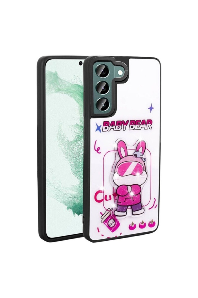 Samsung Galaxy S21 FE Uyumlu Kılıf Parlayan Kabartmalı İkonik Figürlü Zore Amas Silikon Kapak