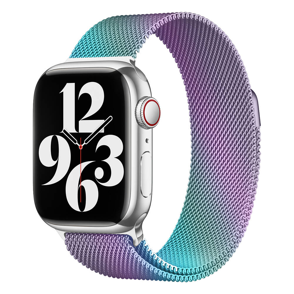 Apple Watch 7 45mm Uyumlu Kordon Hasır Metal Mıknatıslı Zore Band-01 Kayış