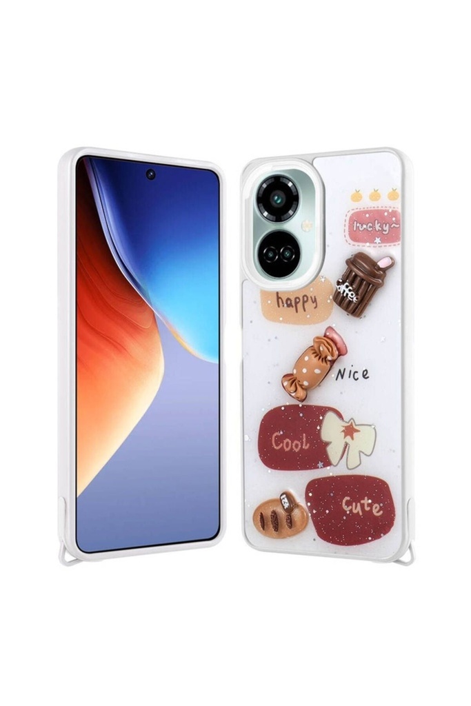 Tecno Camon 19 Pro Uyumlu Kılıf Parlayan Simli Kabartma Figürlü Zore Cevze Kapak