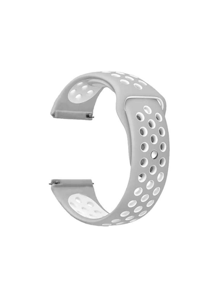 Samsung Galaxy Watch 42mm (20mm) Uyumlu Kordon Silikon Esnek Yumuşak Delikli Spor KRD-02 Kayış