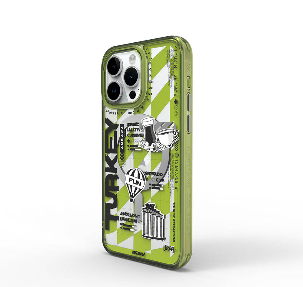 Apple iPhone 15 Pro Uyumlu Kılıf M-safe Şarj Özellikli Desenli Wiwu Turkey A Serisi Kapak