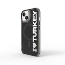 Apple iPhone 15 Uyumlu Kılıf M-safe Şarj Özellikli I Love Turkey Yazı Desenli Wiwu Turkey E Serisi Kapak