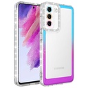Samsung Galaxy S21 FE Uyumlu Kılıf Simli ve Renk Geçiş Tasarımlı Lens Korumalı Zore Park Kapak