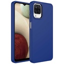 Samsung Galaxy A12 Uyumlu Kılıf Metal Çerçeve ve Buton Tasarımlı Silikon Zore Luna Kapak
