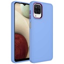 Samsung Galaxy M12 Uyumlu Kılıf Metal Çerçeve ve Buton Tasarımlı Silikon Zore Luna Kapak