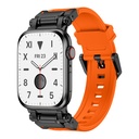 Apple Watch 44mm Uyumlu Zore KRD-101 Titanyum Metal Başlıklı Silikon Kordon